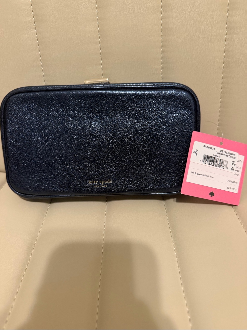 kate spade Metallic Navy Leather Wristlet